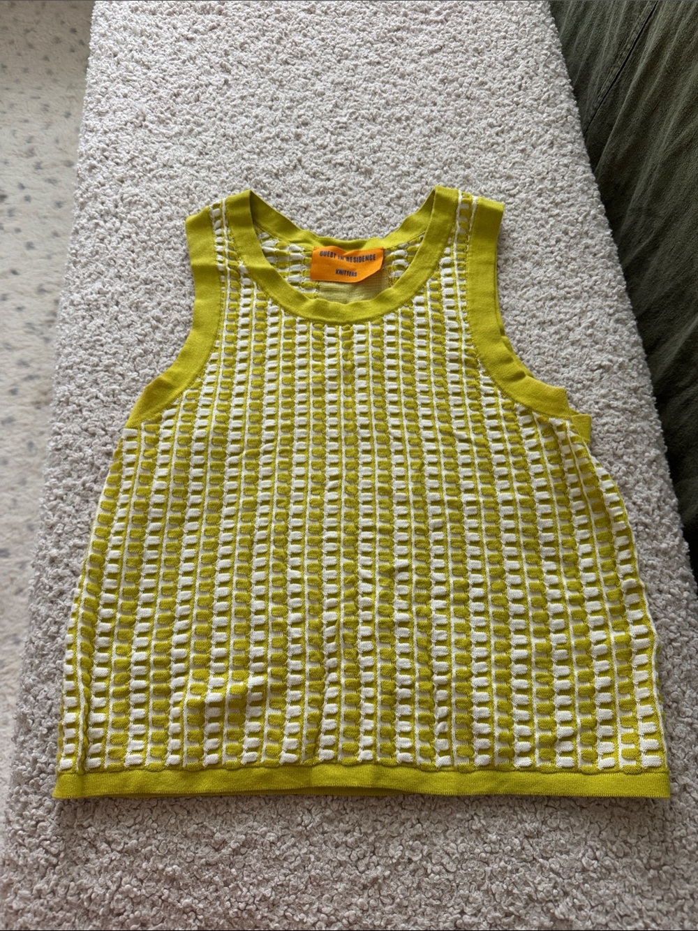 Guest in Residence cropped yellow tank top.